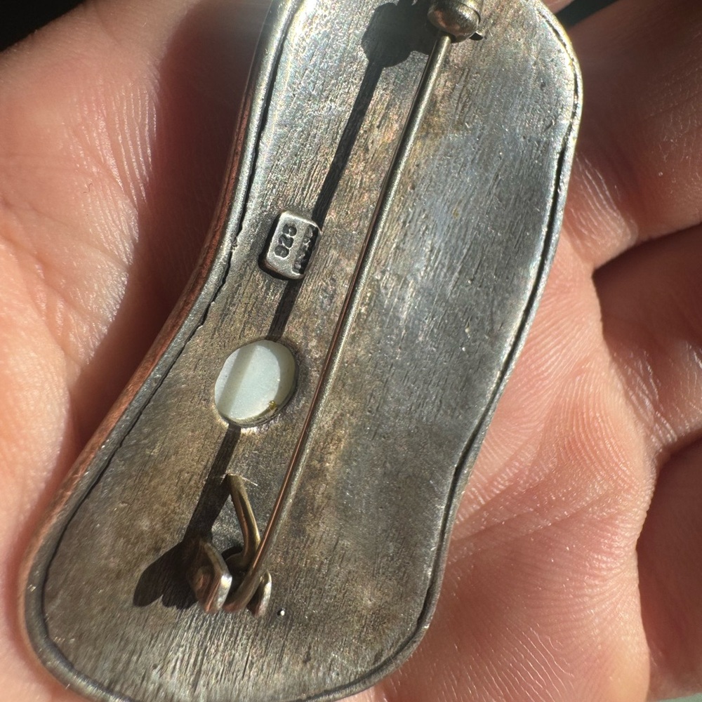 925 Sterling Silver Brooch with Mother of Pearl 20.7g - Picture 10 of 15